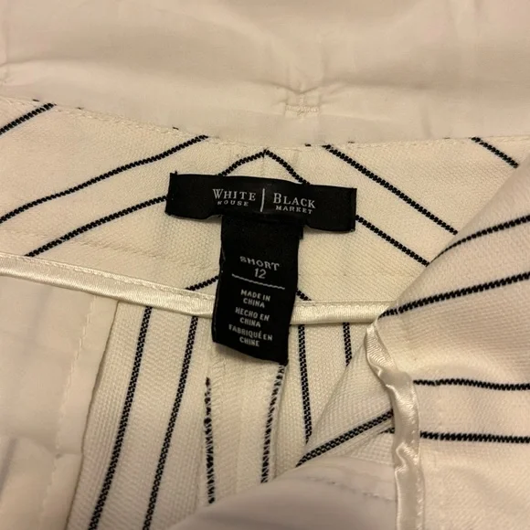 White House Black Market shorts, sz 12.  Cream and Black - Picture 2 of 8